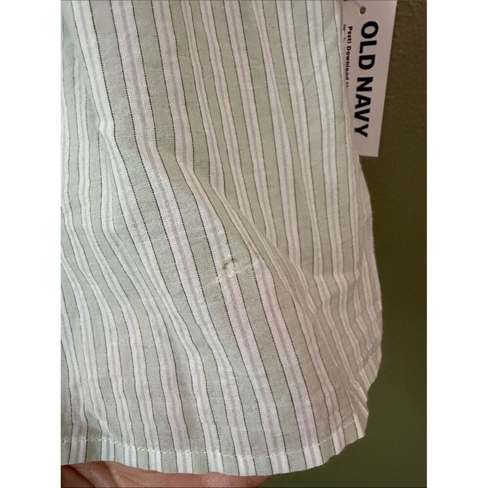 NWT Old Navy Flutter Sleeve Button Down Shirt GReen Striped Sz XL - Picture 4 of 7